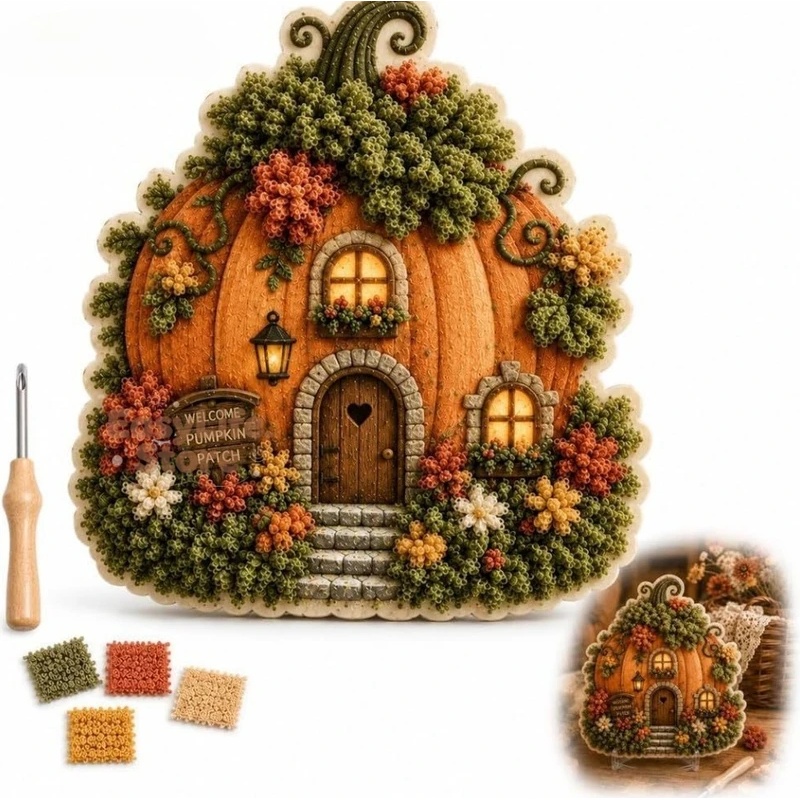 Textile Sewing Techniques - Scherpe Zinige Dorps-3D-Stoffen-Poke-Art-Kit: Paddenstoelhuisje (Maanvlinder) |
