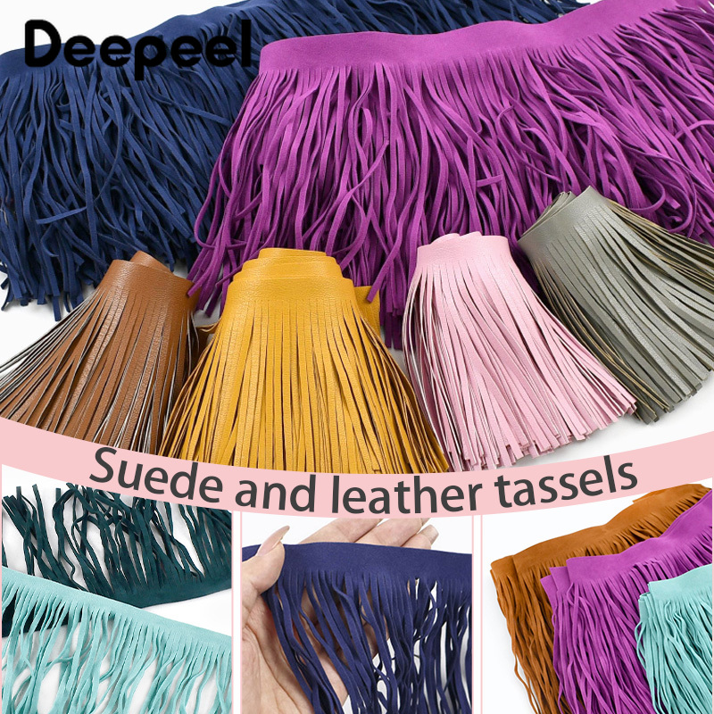 Textile And Sewing Supply - 1M 10-30cm Lederen Suède Kwastjes Franjes