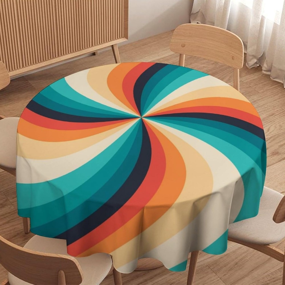Century Textile & Sewing Supply Saskatoon Sk - Vintage Groovy Swirl rond tafelkleed jaren